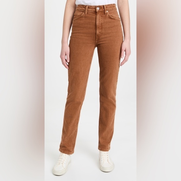 REDONE 70s Straight Leg Jeans in Terracotta Brown, Women's 23 - Picture 2 of 11